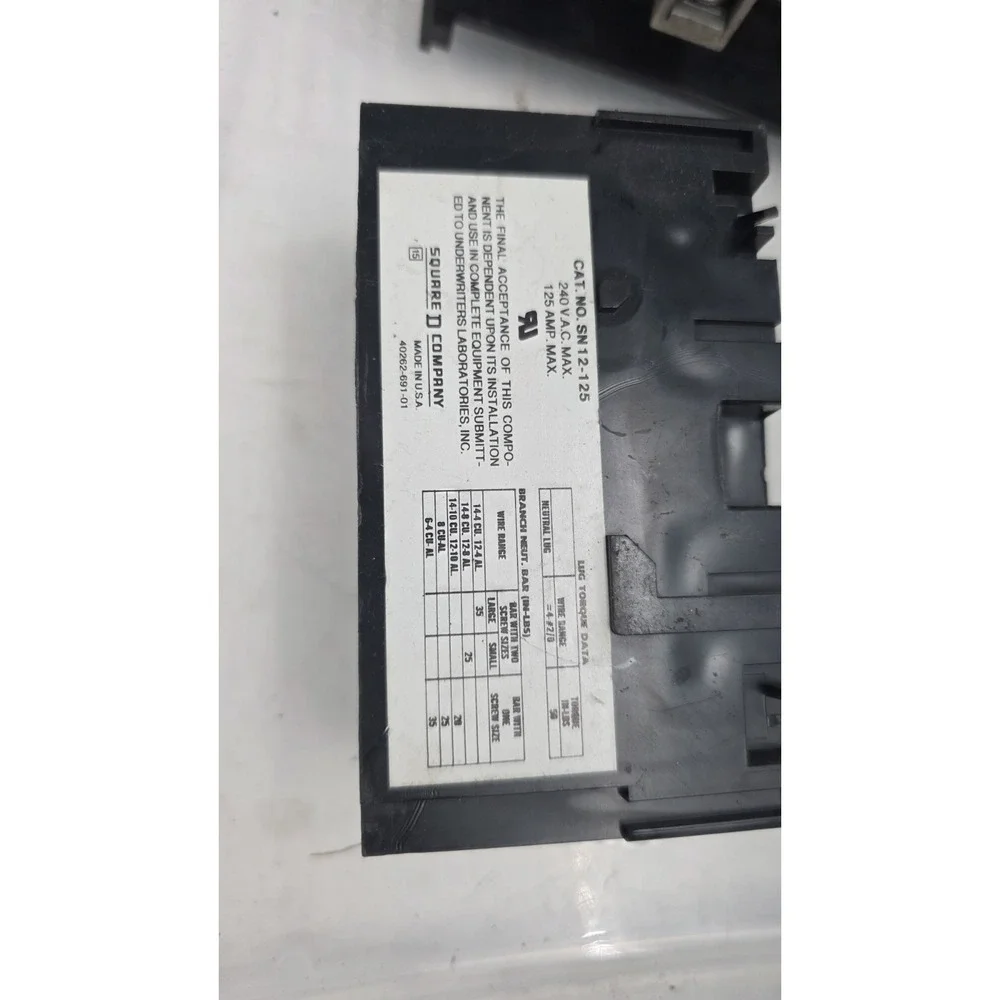 4pc. Square D SN12125 Neutral Assembly Insulated Groundable